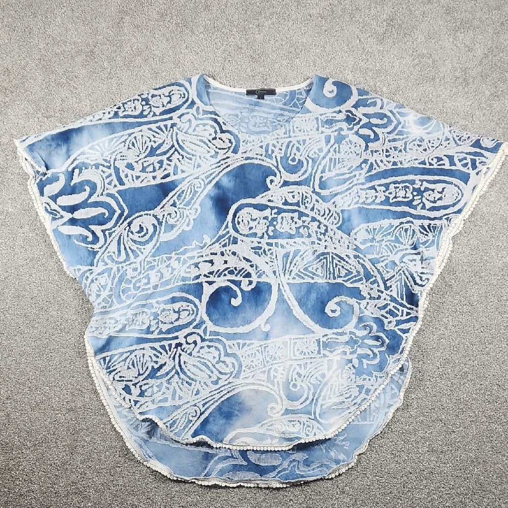 Cative Stylish Casual Fashion Blue Patterned Women's Blouse Size Large